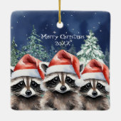 Weihnachtsmann-Raccoon Keramikornament (Rückseite)