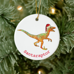 Weihnachtsmann Raptor Funny Velociraptor Dinosaur Keramik Ornament