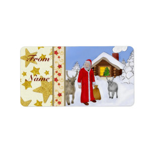 Weihnachtsmann Rechteckiger Aufkleber Adressaufkleber