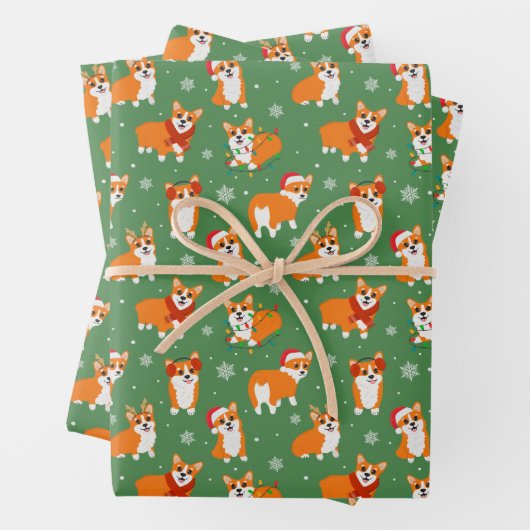 Weihnachtsmann Reindeer Happy Corgi Dog Haustier Geschenkpapier Set (Beispiel)