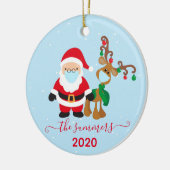 Weihnachtsmann-Reindeer-Kalligrafie 2020 Covid Keramik Ornament (Links)