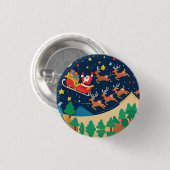 Weihnachtsmann Reindeer kommt in die Stadt Button (Vorne & Hinten)