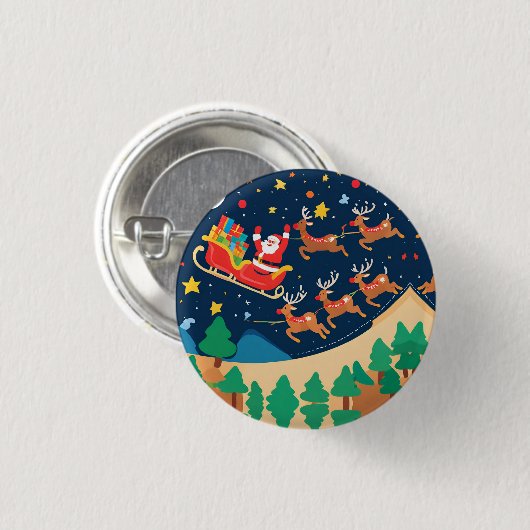 Weihnachtsmann Reindeer kommt in die Stadt Button (Vorne & Hinten)