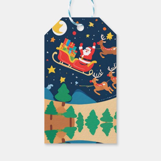 Weihnachtsmann Reindeer kommt in die Stadt Geschenkanhänger (Rückseite)