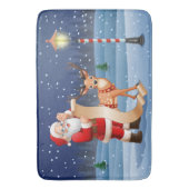 Weihnachtsmann Reindeer Niedlich Winter Badematte (Vorderseite Vertikal)