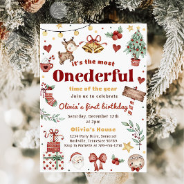Weihnachtsmann Reindeer Onederful 1. Geburtstag Einladung