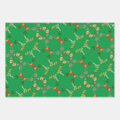 Weihnachtsmann Reindeer Red Green Geschenkpapier Set (Vorderseite 2)