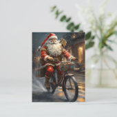 Weihnachtsmann Reiten auf dem Bike Weihnachten Postkarte (Stehend Vorderseite)