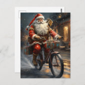 Weihnachtsmann Reiten auf dem Bike Weihnachten Postkarte (Vorne/Hinten)