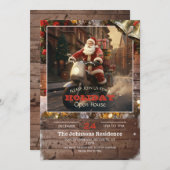 Weihnachtsmann Reiten Einladung (Vorne/Hinten)