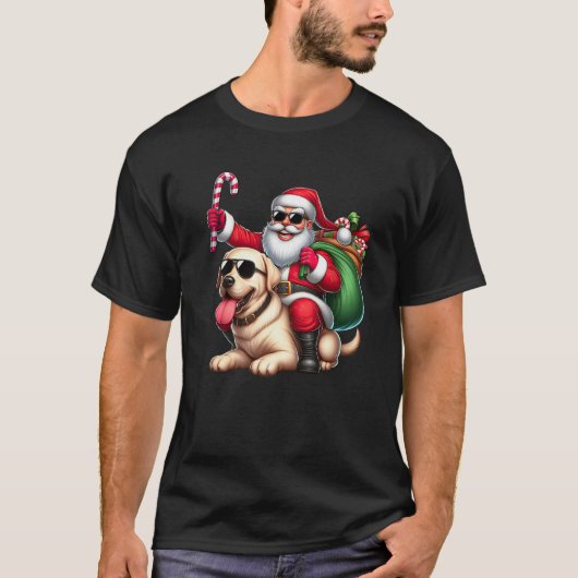 Weihnachtsmann reiten Labrador Weihnachten T-Shirt (Vorderseite)