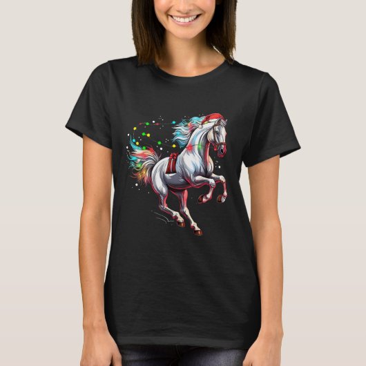Weihnachtsmann Reiten T-Shirt (Vorderseite)