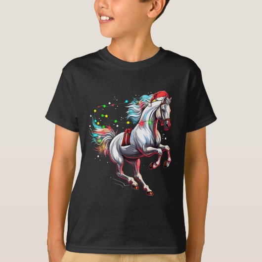 Weihnachtsmann Reiten T-Shirt (Vorderseite)