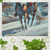 Weihnachtsmann Reiten Weihnachten Geschirrtuch (Gefaltet)