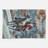 Weihnachtsmann Reiten Weihnachten Geschirrtuch (Horizontal)
