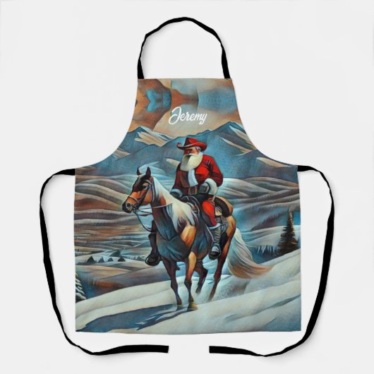 Weihnachtsmann Reiten Weihnachten Schürze (Vorderseite)