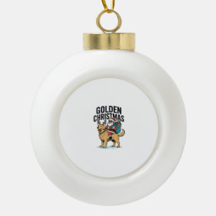 Weihnachtsmann-Reiter-Retriever-Shirt Desi Keramik Kugel-Ornament