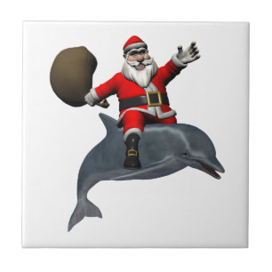 Weihnachtsmann reitet auf Delfin Fliese