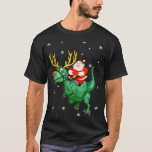 Weihnachtsmann reitet auf Dinosaurier Lustiger Wei T-Shirt