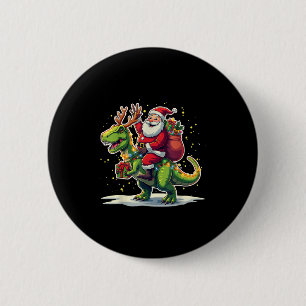 Weihnachtsmann reitet auf Dinosaurier T-Rex Hirsch Button
