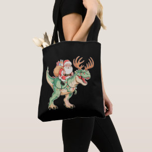 Weihnachtsmann reitet auf Dinosaurier T Rex Weihna Tasche