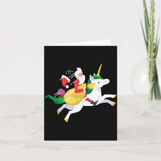 Weihnachtsmann reitet auf einem Einhorn Lustiges W Karte (Vorderseite)