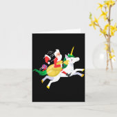 Weihnachtsmann reitet auf einem Einhorn Lustiges W Karte (Gelbe Blume)