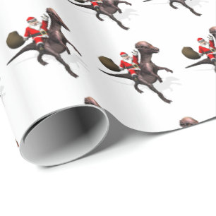 Weihnachtsmann reitet auf Pachyosaurus Geschenkpapier