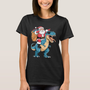 Weihnachtsmann reitet Dinosaurier T Rex Weihnachte T-Shirt