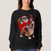 Weihnachtsmann reitet ein Bulldoggen-lustiges Sweatshirt (Vorderseite)
