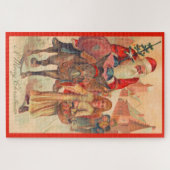 Weihnachtsmann reitet einen Esel Frohe Weihnachten Puzzle (Horizontal)