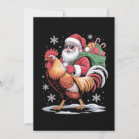 Weihnachtsmann reitet Hahn Weihnachten Bauernhof H