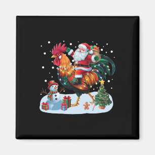 Weihnachtsmann Reitet Huhn Lustige Weihnachtsbeleu Magnet