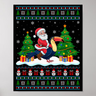 Weihnachtsmann reitet Tukane Baumlichter hässliche Poster