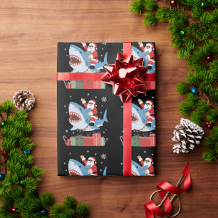 Weihnachtsmann-Reitshark-Weihnachts-Pyjama Süßer O Geschenkpapier