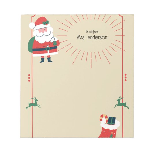Weihnachtsmann & Rentier Boho Notizblock (Vorderseite)