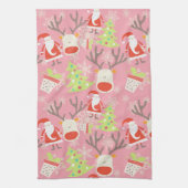 Weihnachtsmann, Rentier, Christbaum und gepflaster Küchentuch (Vertikal)