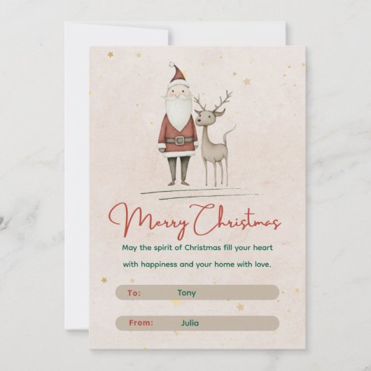 🎅Weihnachtsmann & Rentier Frohe Weihnachten (Vorderseite)