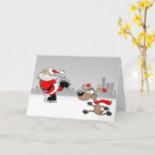 Weihnachtsmann & Rentier Karte (Gelbe Blume)