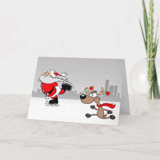 Weihnachtsmann & Rentier Karte (Vorderseite)