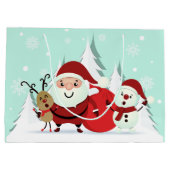 Weihnachtsmann, Rentier & Schneemann große Weihnac Geschenktüte (Rückseite)