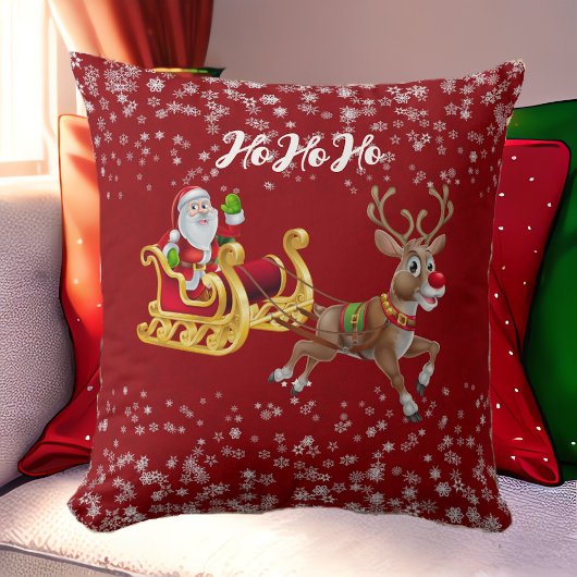 Weihnachtsmann Rentier Sleigh Snowflake Red Baby Kissen