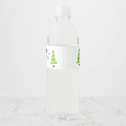 Weihnachtsmann, Rentier und Schneemann Weihnachten Wasserflaschenetikett (Rückseite)