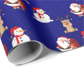 Weihnachtsmann, Rentier und Snowman X'mas Wrapping Geschenkpapier (Rolleneckpunkt)