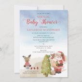 Weihnachtsmann | Rentier Virtual Baby Shower Inv Einladung (Vorderseite)