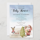 Weihnachtsmann | Rentier Virtual Baby Shower Inv Einladung (Vorderseite)