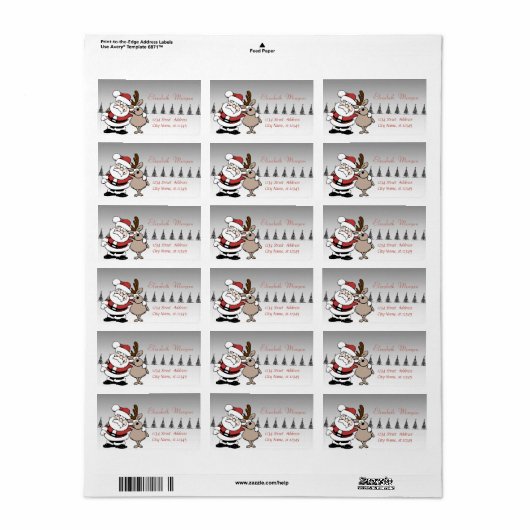 Weihnachtsmann, Rentier Weihnachten Adressaufkleber (Vorne)