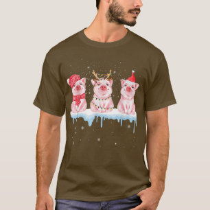 Weihnachtsmann Rentiere Schweine Schnee Funny Farm T-Shirt