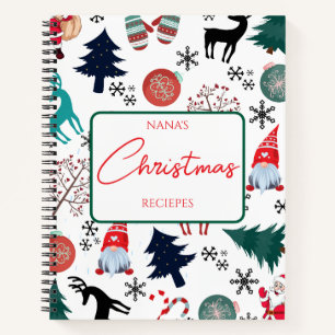 Weihnachtsmann Rentiere Tannenbäume Handschuhe Rez Notizblock