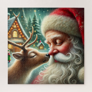 Weihnachtsmann & Rentiere Weihnachten Nordpol Vint Puzzle